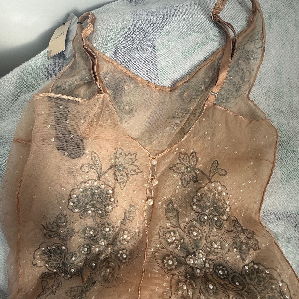 Sheer Floral Embroidered Swarovski baby doll